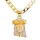 Fashion Iced Out CZ Mini Jesus Pendant 20 inch / 22 inch Cuban Chain Necklace Set