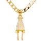 Men's Mini Plug Iced Out Pendant 20 inch / 22 inch Cuban Chain Necklace