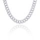 Hip Hop Diamond Simulated Cuban Link Choker Chain Silver Plated 20 inch Necklace
