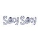 Men's Women's Silver Plated Micro Pave CZ Sexy Sign Push Back Earrings