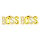 Men's Women's Gold / Silver Plated Micro Pave BOSS Sign Push Back Earrings