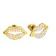 Men's Women's Gold / Silver Toned Micro Pave CZ LIP Iced Push Back Earrings