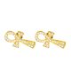 Men's Women's Gold / Silver Plated Micro Pave CZ Ankh Cross Push Back Earrings