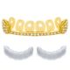 Hip Hop Grillz Gold Plated Iced Out Top Cap Half Teeth L 619 G