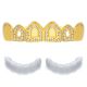 Rapper 4 Open Grillz Gold Plated Iced Out Top Cap Teeth L 622 G