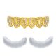Rapper Fully Iced Out 4 Open Grillz Gold Tone Bottom Teeth S 623 G