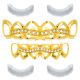 Men's 6 Open Iced Out GRILLZ SET Gold Tone Top and Bottom Teeth LS 626 G