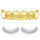 Men's 6 Open Grillz Gold Plated Iced Out Top Cap Teeth L 626 G