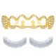 Hip Hop 4 Open Grillz Gold Plated Full Iced Top Cap Teeth L 649 G