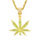 Hip Hop Iced Out Blunt Weed Marijuana 24 inch Rope Chain Pendant Necklace Set