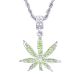 Rapper Iced Out Blunt Weed Marijuana Silver Tone 24 inch Rope Chain Pendant Necklace Set