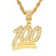 Men's Hip Hop Fashion Iced Out Mini Emoji 100 Pendant 24 inch Rope Chain Necklace