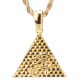 Men's Gold Plated Iced Out 3D Egypt Pyramid Pendant 24 inch Rope Chain