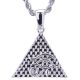 Men's Silver Plated Iced Out 3D Egypt Pyramid Pendant 24 inch Rope Chain