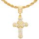 Men's Iced Out Gold / Silver Plated Cross Pendant 24 inch Rope Chain Necklace