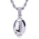 Men's Silver Plated Iced Out Football Pendant Rope Chain 24 inch Necklace