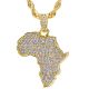 Men's Gold / Silver Plated Iced Out African Map Pendant 24 inch Rope Chain