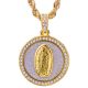 Men's Hip Hop Gold / Silver Plated Iced Out Guadalupe Pendant 24 inch Rope Chain