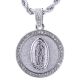 Men's Hip Hop Rhodium Plated Iced Out Guadalupe Pendant 24 inch Rope Chain