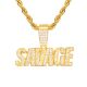 Men's Gold / Silver Tone Iced Out SAVAGE Sign Pendant Rope Chain 24 inch