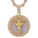 Hip Hop Gold / Silver Plated Iced Out Pray Angel Medallion Pendant 24 inch Chain