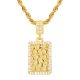 Men's Gold Tone Iced Out Nugget Dog Tag Pendant 24 Inch Necklace
