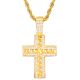 Men's Gold Tone Iced Out Cross Pendant 24 Inch Chain Necklace