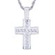 Men's Silver Tone Iced Out Cross Pendant 24 Inch Chain Necklace