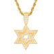 Men's Gold Tone Iced Out Six Point Pendant 24 Inch Chain Necklace 