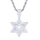 Men's Silver Tone Iced Out Six Point Pendant 24 Inch Chain Necklace 