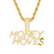 Gold Silver Tone Iced Out Money Moves Sign Pendant 24 in Chain Necklace