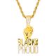  Men's Gold Silver Tone Iced Out Black Proud Sign Pendant 24 inch Chain Necklace