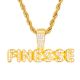  Men's Iced Gold Plated Finesse Sign Pendant 24 inch Rope Chain Necklace