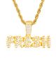 Iced Gold Plated Fresh Sign Pendant 24 inch Rope Chain Necklace
