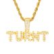 Hip Hop Iced Out Gold Tone TURNT Sign Pendant 24 inch Rope Chain Necklace