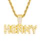 Rapper Iced Out Gold Tone HENNY Sign Pendant 24 inch Rope Chain Necklace