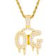 Hip Hop Iced Out Gold Plated Dripping O.G Sign Pendant 24 inch Rope Chain Necklace