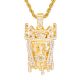 Hip Hop Iced Out Gold Plated Dripping Crown Jesus Pendant 24 inch Rope Chain Necklace
