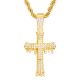 Men's Iced Out Gold Plated 3D Dripping Cross Pendant 24 inch Rope Chain Necklace