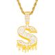 Men's 3D Dripping Dollar Sign Pendant 24 inch Rope Chain