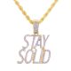 Iced Bling Hip Hop 18K Gold PT STAY SOLID Pendant 20 inch Rope Chain