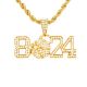 #8 & #24 Basketball Gold Silver Plated Pendant 24 inch Rope Chain Necklace