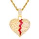 Gold Silver Tone Iced Out Broken Heart Pendant 24 inch Chain Necklace