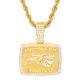 Men's Gold Tone Iced Out Hecho En Mexico Pendant 24 Inch Chain Necklace 