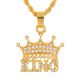 Men's Iced Out CZ Mini Crown Kings Sign Pendant 24 inch Rope Chain Necklace G / S