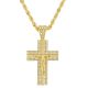 Men's Gold Tone Iced Out XL Cross Jesus Pendant 30 Inch Chain