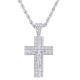 Men's Silver Tone Iced Out XL Cross Jesus Pendant 30 Inch Chain