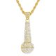 Men's Gold Tone Iced Out XL Microphone Pendant 30 inch Rope Chain