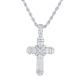 Men's Silver Tone Iced Out 3D Cross Pendant 30 Inch Rope Chain