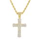 Men's Gold Tone Iced Out 3D Cross Pendant 30 Inch Chain